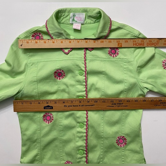 Bamboo Traders Blazer Lime Green / Pink Embroidery Flowers - Unlined - Sz Medium - Picture 4 of 12